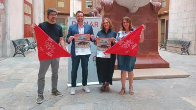 Albert Soley, Rubén Viñuales, Núria Vilanova i Cecilia Mangini durant la presentació de la Marató. Foto: DT