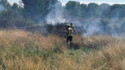 Incendio ocurrido cerca de la explanada del mercadillo semanal. Foto: Àngel Juanpere