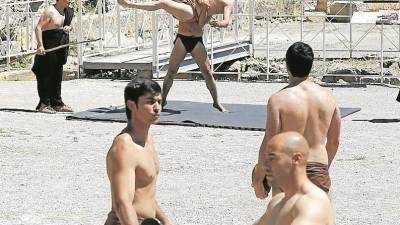 El espect&aacute;culo de lucha en la arena del Amfiteatre. Foto: Pere Ferr&eacute;