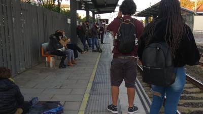 Una estación de tren llena de viajeros.