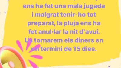 Comunicado oficial que anuncia la suspensión de la jornada. Foto; Cedida