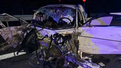 Estado en el que quedó el coche donde viajaba la fallecida. Foto: Guardia Civil