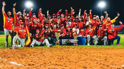La selección española de béisbol conquistó en Brno (República Checa) su segundo título europeo de su historia con una nutrida presencia de jugadores formados en Catalunya. Foto: Cedida