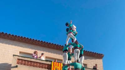 El 4d8 que van descarregar els Castellers de Sant Pere i Sant Pau, aquest diumenge, als Pallaresos. Foto: Cedida