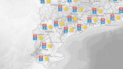 La predicció meteorològica d'aquest dissabte a Tarragona. FONT: Meteo.cat