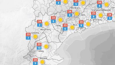 La predicció meteorològica d'aquest dilluns a Tarragona. FONT: Meteo.cat