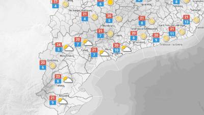 La predicció meteorològica d'aquest diumenge a Tarragona. FONT: Meteo.cat