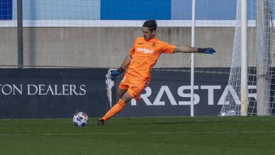 Gonzi en el partido ante el Espanyol B en el que brilló. Foto: Nàstic