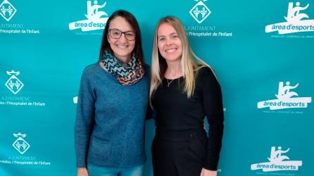 La delegada de la Lliga a l’Hospitalet de l’Infant, Gemma Arias; i la regidora d’Esports, Yolanda Marqués. Foto: Aj.Vandellòs i l’Hospitalet