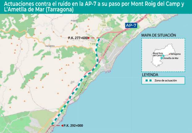 $!Inversión millonaria para ‘silenciar’ la AP-7 en Mont-roig y L’Ametlla de Mar