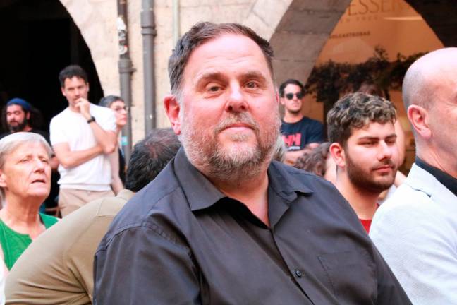 El presidente de ERC, Oriol Junqueras, en un mitin en Girona para la campaña de las elecciones europeas. Foto: Natàlia Segura / ACN