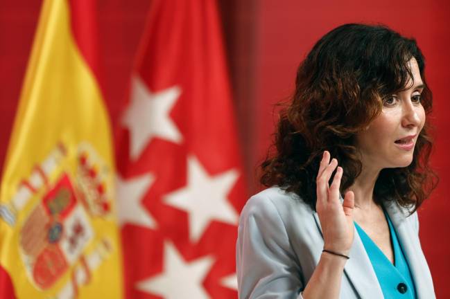 La presidenta de la Comunidad de Madrid, Isabel Díaz Ayuso, realiza este miércoles el balance del curso político que llega a su fin y de su primer año de legislatura con mayoría absoluta en la Asamblea. Foto: EFE