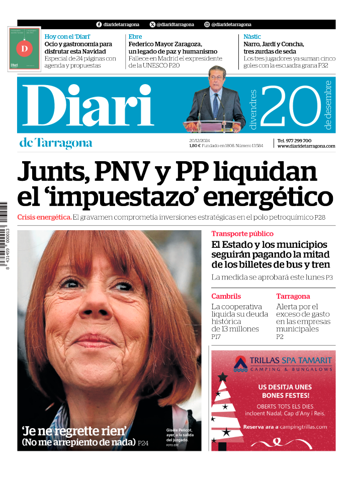 Portada del Diari del viernes 20 de diciembre de 2024