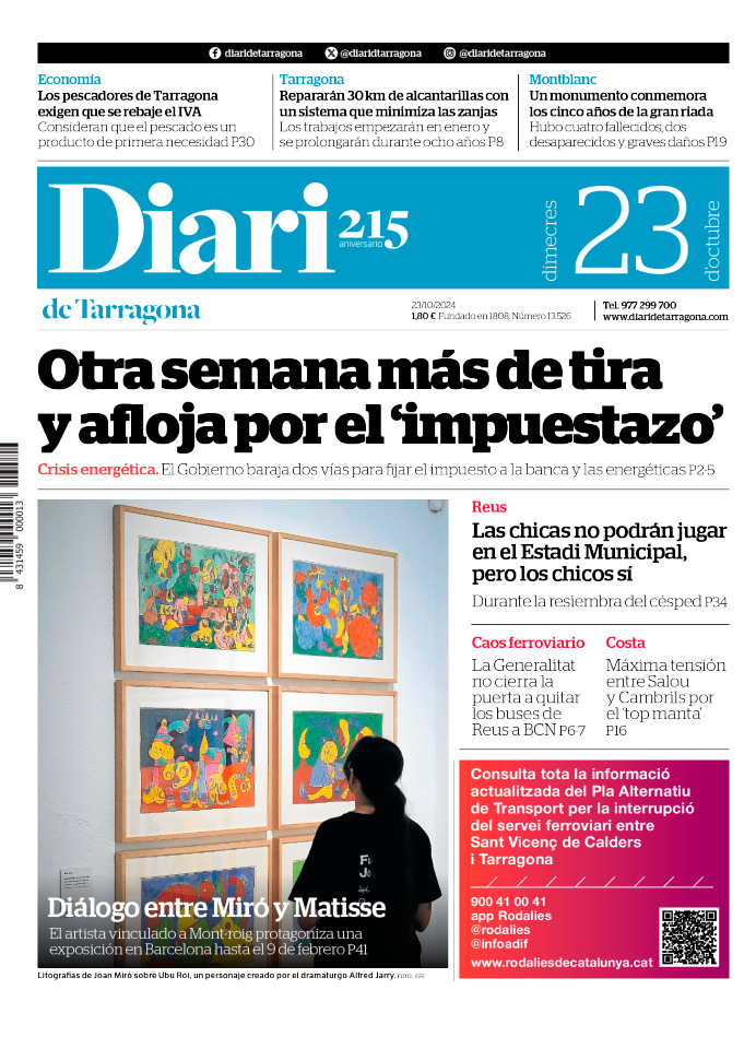 Portada del Diari del miércoles 23 de octubre de 2024