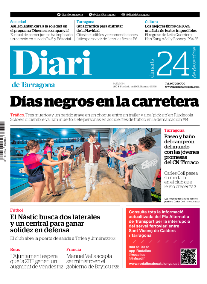 Portada del Diari del martes 24 de diciembre de 2024