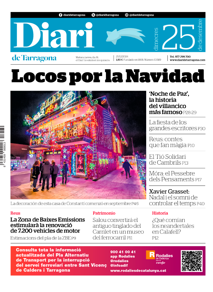 Portada del Diari del miércoles 25 de diciembre de 2024