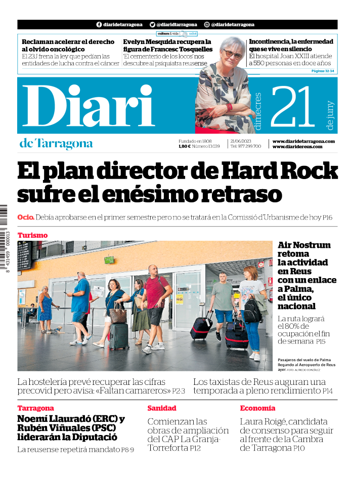 Portada del Diari del miércoles 21 de junio de 2023