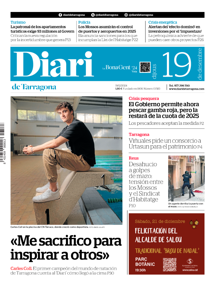 Portada del Diari del jueves 19 de diciembre de 2024