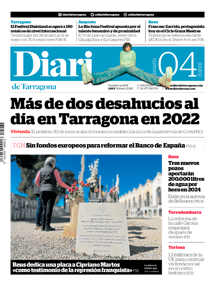 Portada del Diari del martes 4 de abril de 2023