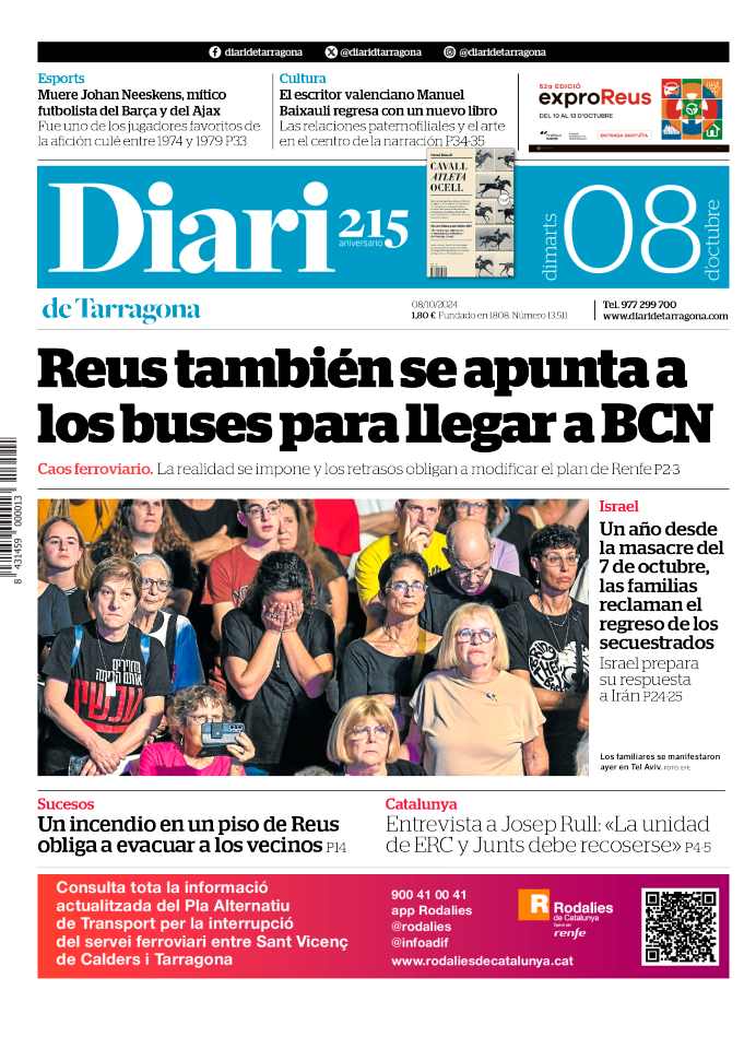 Portada del Diari del martes 8 de octubre de 2024