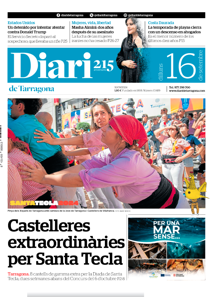 Portada del Diari del lunes 16 de septiembre de 2024