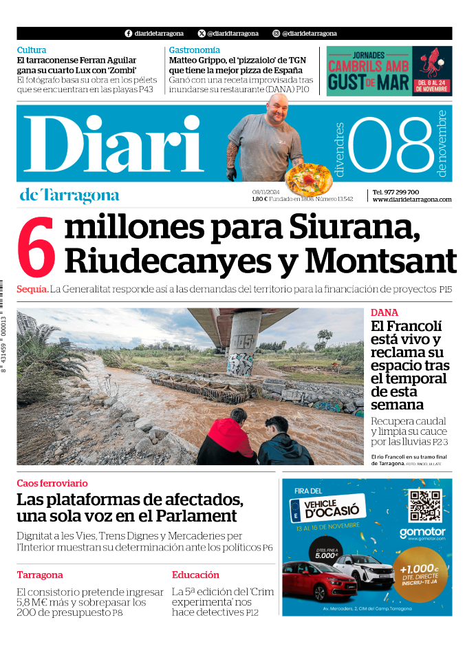 Portada del Diari del viernes 8 de noviembre de 2024