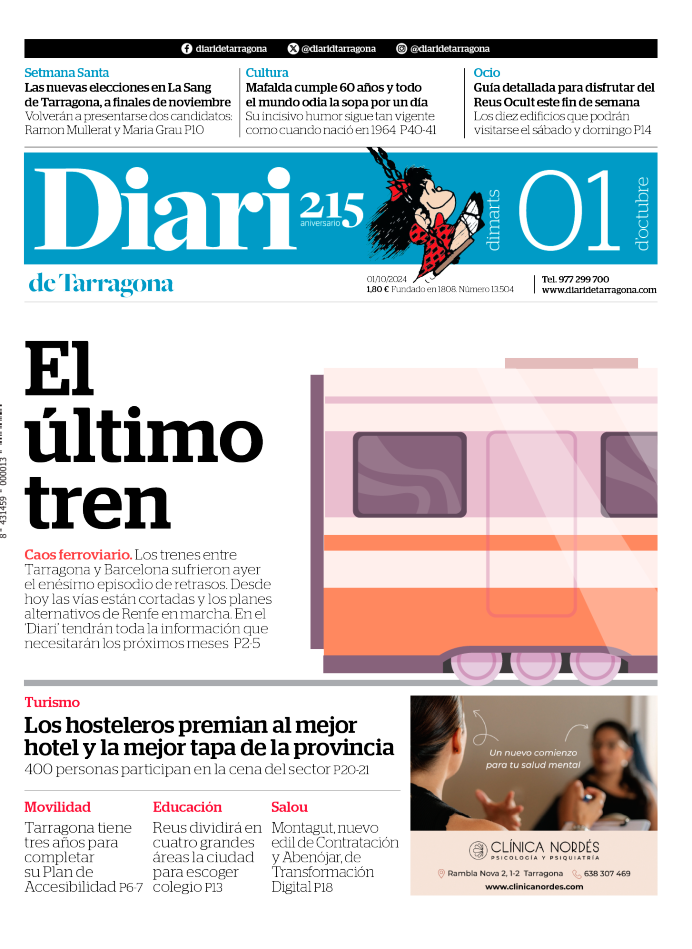 Portada del Diari del martes 1 de octubre de 2024