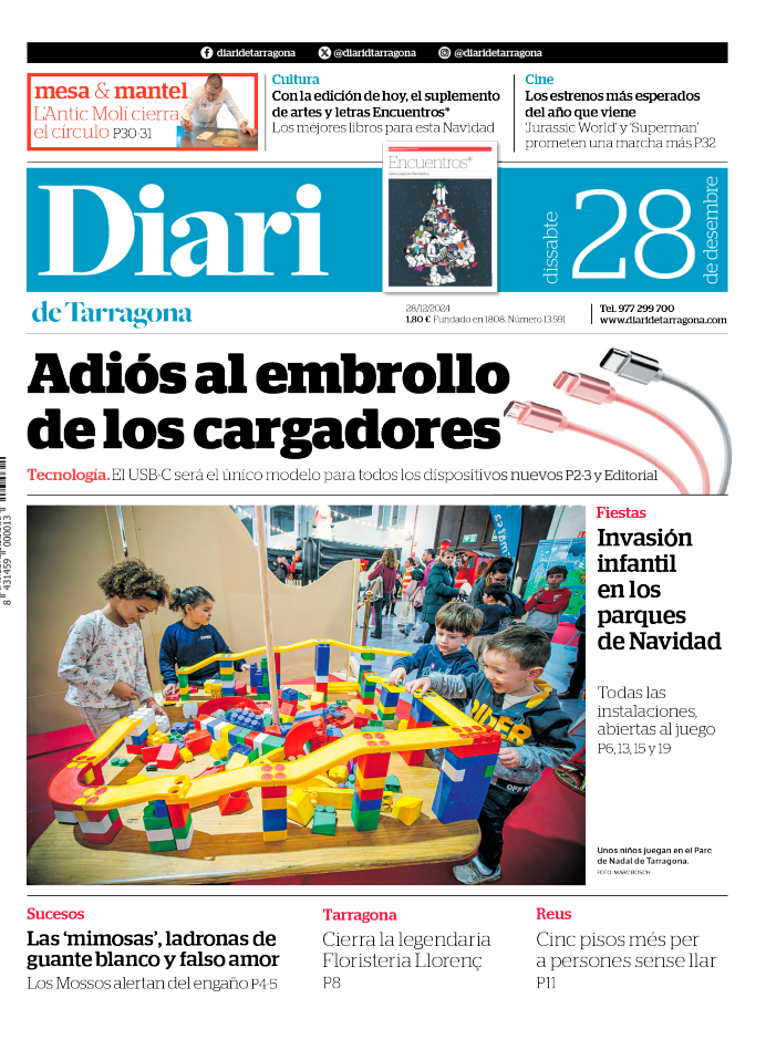 Portada del Diari del sábado 28 de diciembre de 2024