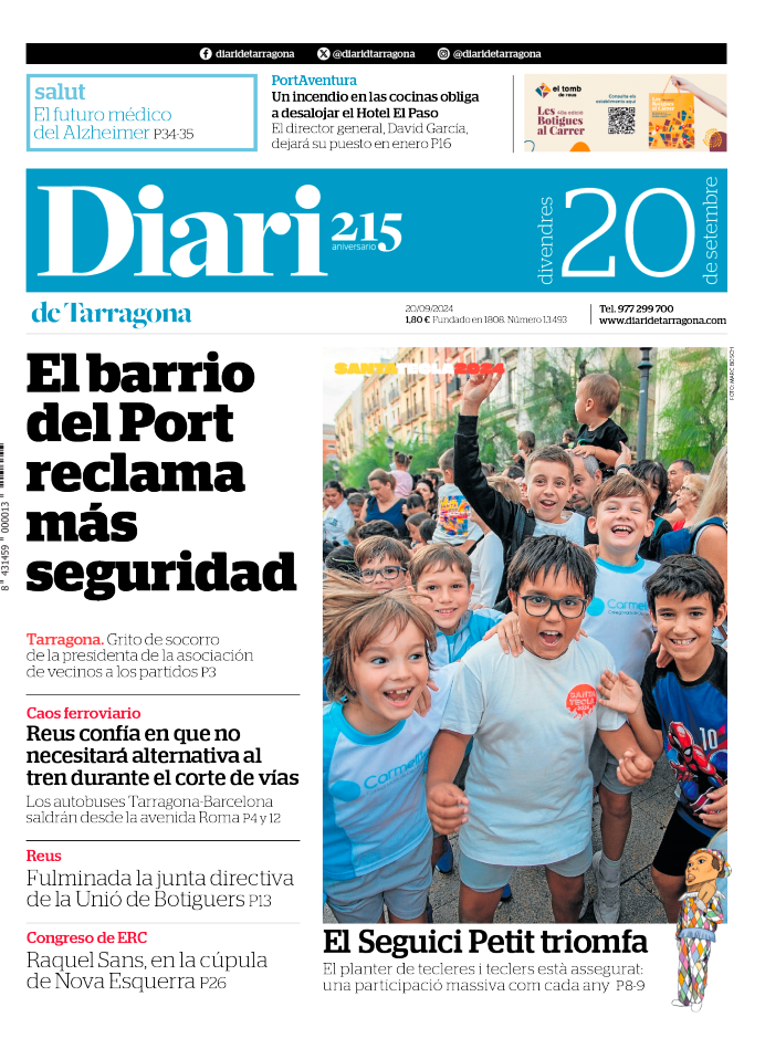 Portada del Diari del viernes 20 de septiembre de 2024