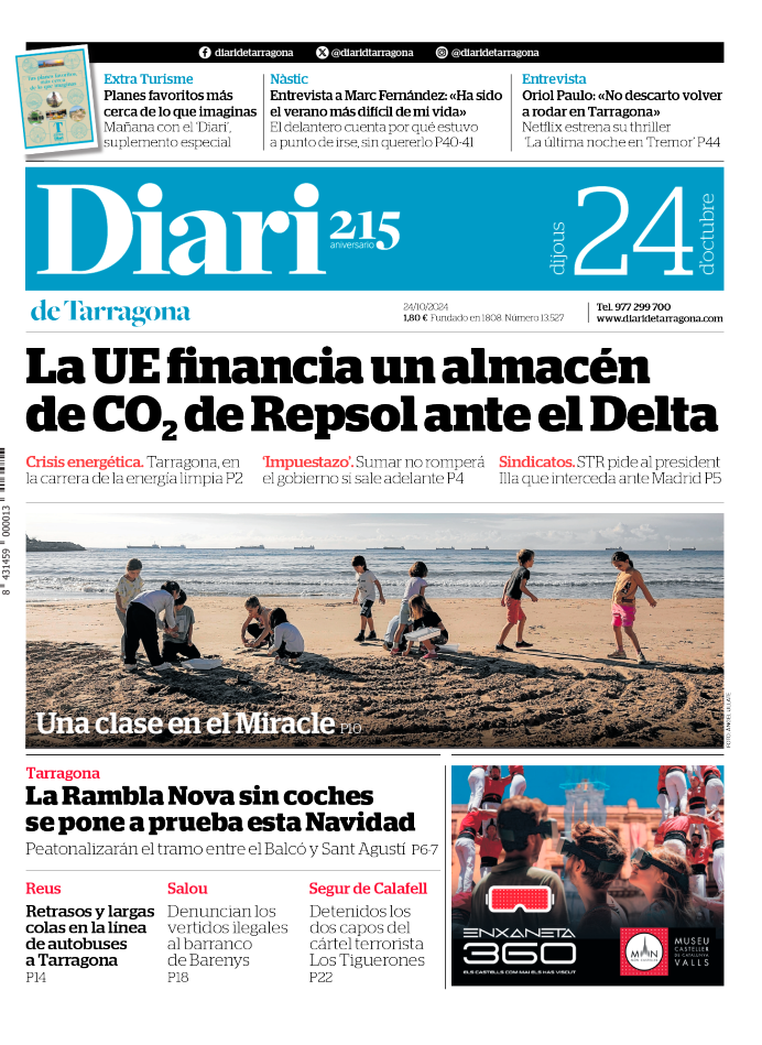 Portada del Diari de jueves 24 de octubre de 2024