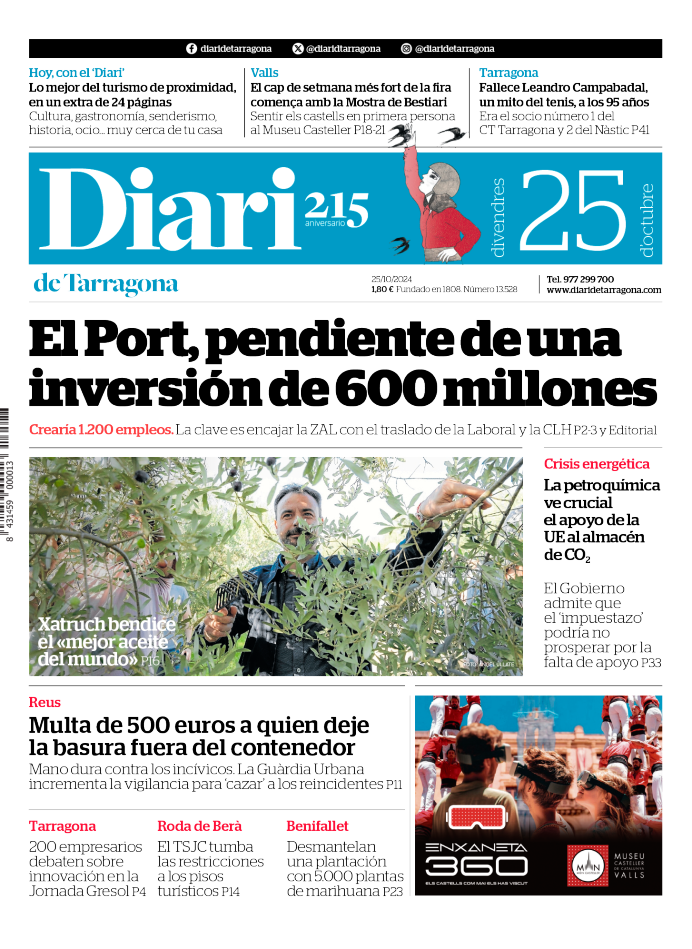 Portada del Diari del viernes 25 de octubre de 2024