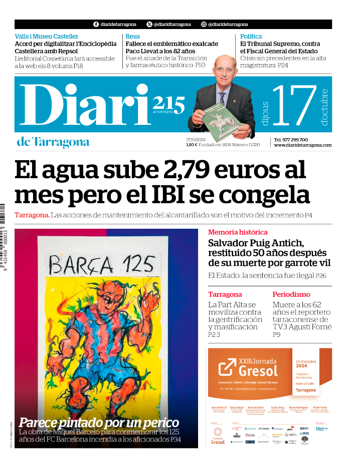 Portada del Diari del jueves 17 de octubre de 2024