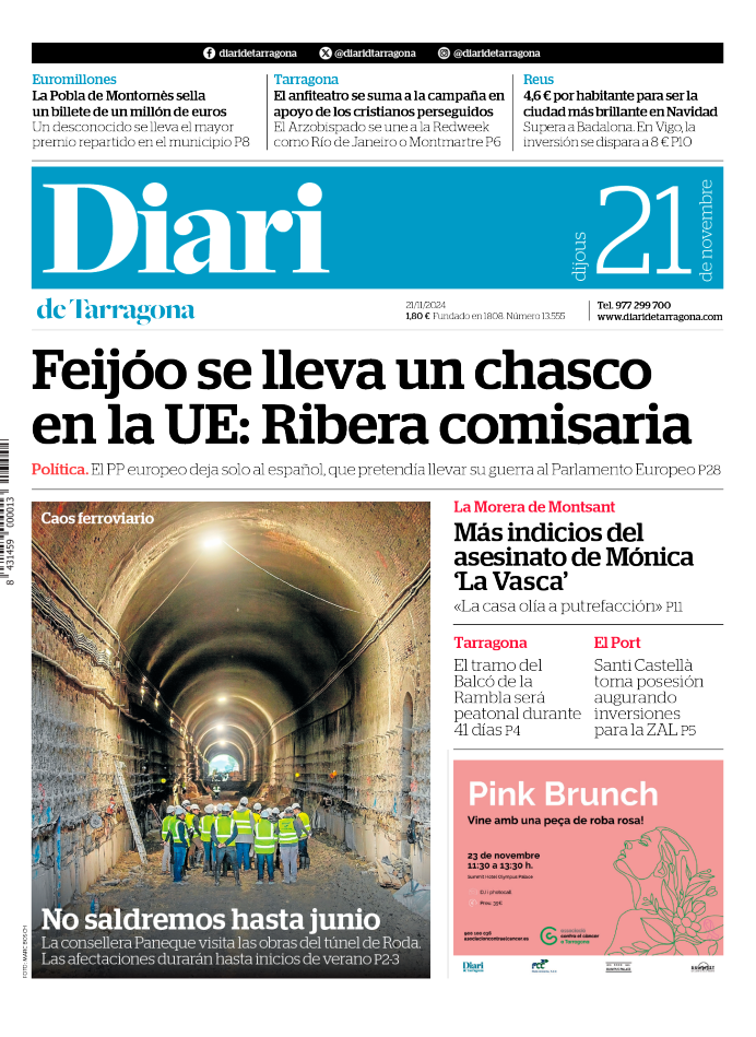 Portada del Diari del jueves 21 de noviembre de 2024