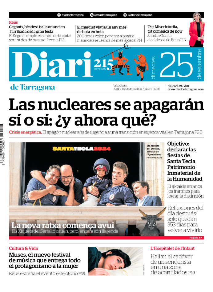 Portada del Diari del miércoles 25 de septiembre de 2024