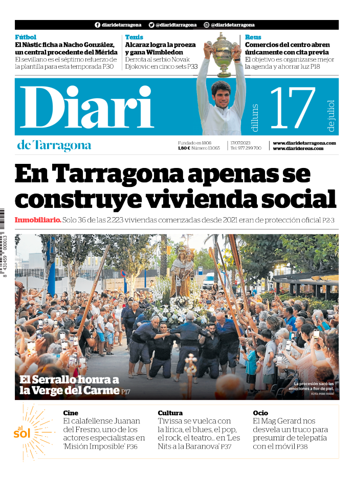 Portada del Diari del lunes 17 de julio de 2023