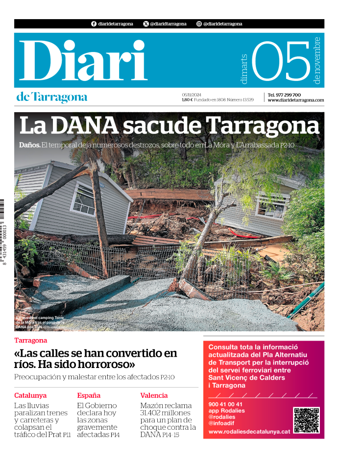 Portada del Diari del martes 5 de noviembre de 2024