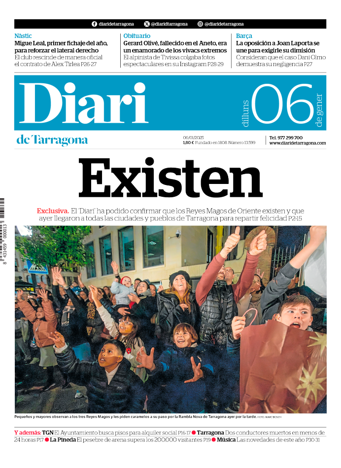 Portada del Diari del lunes 6 de enero de 2025