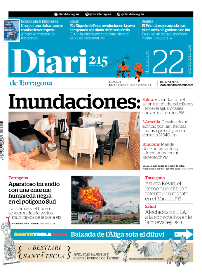 Portada del Diari del domingo 22 de septiembre de 2024