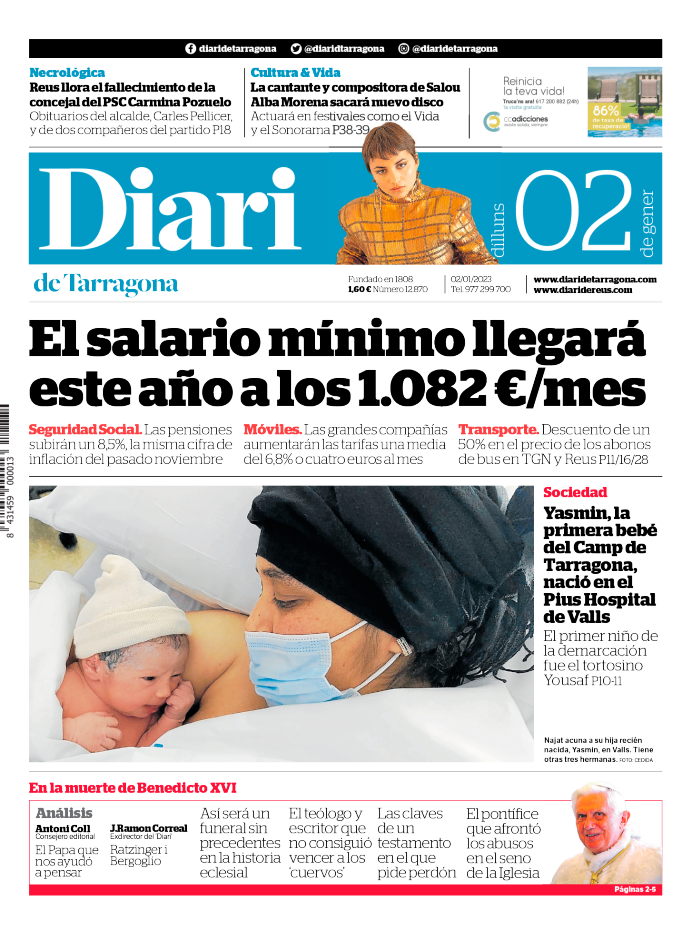 Portada del Diari del 2 de enero de 2023