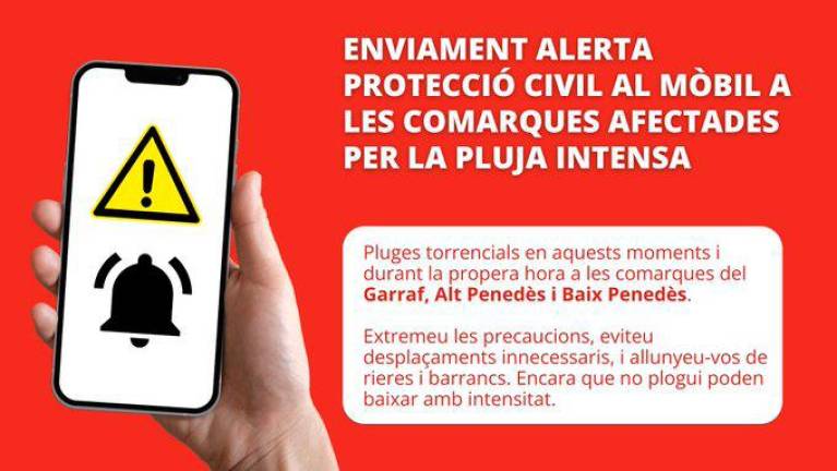 $!Protecció Civil envía alertas a los móviles de Tarragona