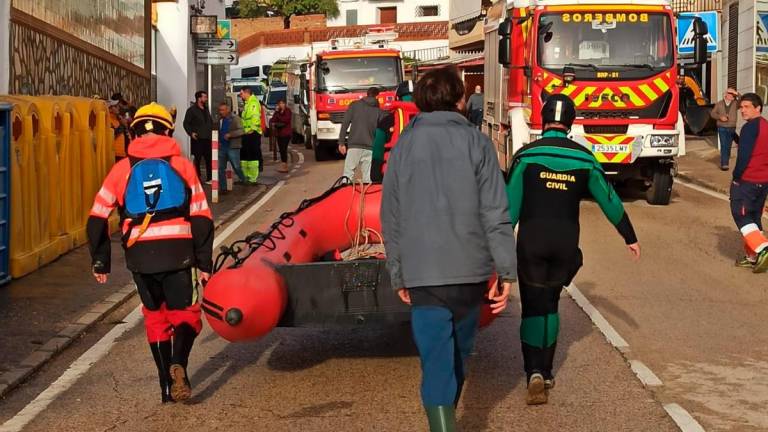 Vista de las actuaciones y trabajos de rescate de la Guardia Civil en Mira (Cuenca), donde una mujer ha fallecido a consecuencia de las inundaciones causadas por la dana, siendo la primera víctima mortal de las lluvias torrenciales en Castilla-La Mancha. Foto: Guardia Civil