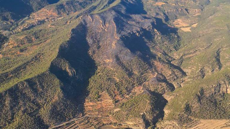 Imagen de la superfície quemada en Cabacés. Foto: Bombers