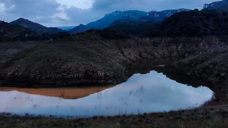 Estado del pantano de Siurana después de las lluvias de la pasada semana. Foto: Ajuntament de Cornudella de Montsant