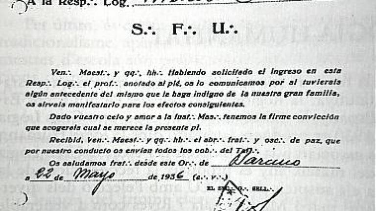 $!Petició d’ingrés a la maçoneria de Lluís Mestres, el maig de 1936