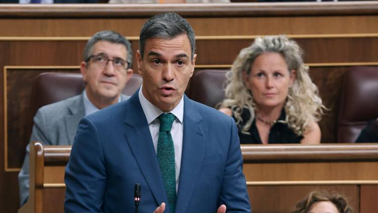 El presidente del Gobierno, Pedro Sánchez, se dirige a la Cámara durante la sesión de control en el Congreso de los Diputados del pasado miércoles. Foto: EFE