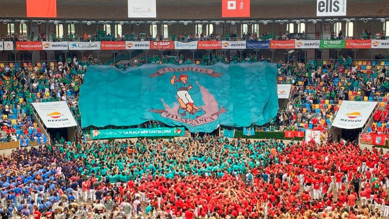 Celebració dels Castellers de Vilafranca, guanyadors del Concurs de Castells. Foto: Joel Medina