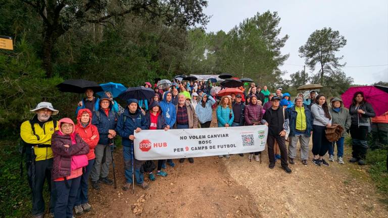 Caminata popular en contra del hub de 9 campos de fútbol en el entorno de El Catllar. Foto: Àngel Ullate