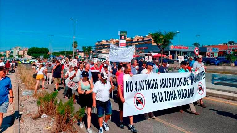 Una protesta vecinal contra la tasa de la zona naranja.