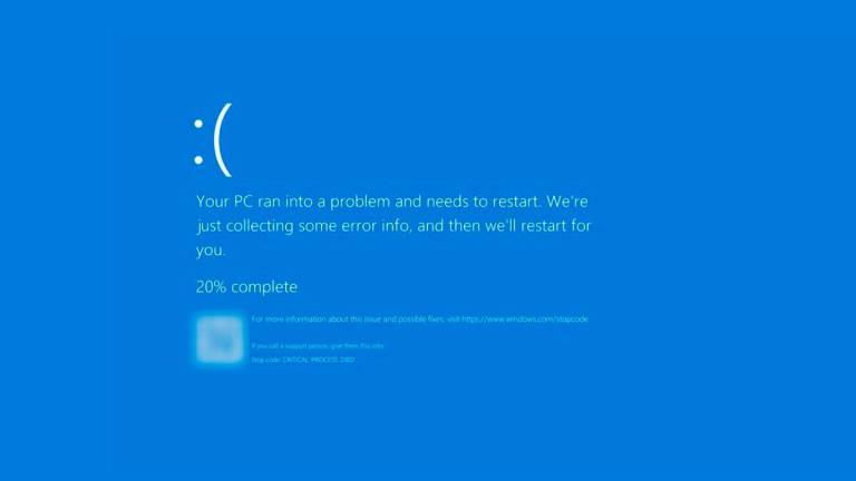 $!Imagen del mensaje que muestran los ordenadores Windows tras el fallo. Foto: Cedida