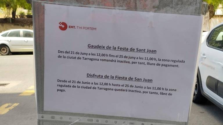 $!Cartel informativo colgado en Tarragona. Foto: DT